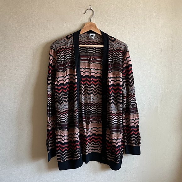 M Missoni Multicolor Chevron Zigzag Pattern Long Cardigan Sweater - Picture 5 of 8